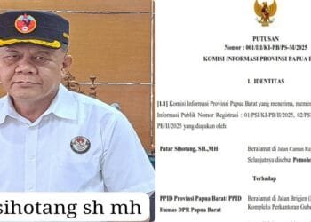 Ketua Umum Pemantau Keuangan Negara (PKN) Patar Sihotang, SH, MH, beserta salinan Putusan Komisi Informasi Provinsi Papua Barat Nomor: 001/III/KI-PB/PS-M/2025.