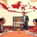 Ilustrasi rapat koordinasi antara pemerintah pusat dan daerah secara hibrida untuk membahas agenda nasional mencerminkan semangat kolaborasi dalam pemerintahan modern menyongsong HUT Kemerdekaan RI