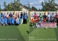 Momen kebersamaan para panitia pejabat pemerintah dan tim futsal dalam acara pembukaan kompetisi futsal Piala LPMK dan Forum RT di Kelurahan Bukit Batrem Kecamatan Dumai Timur