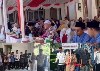Kolase foto kegiatan Musabaqah Tilawatil Qur'an (MTQ) ke-47 Tingkat Kecamatan Cileungsi yang menampilkan suasana acara, para pejabat yang hadir, serta peserta pawai Ta'aruf.