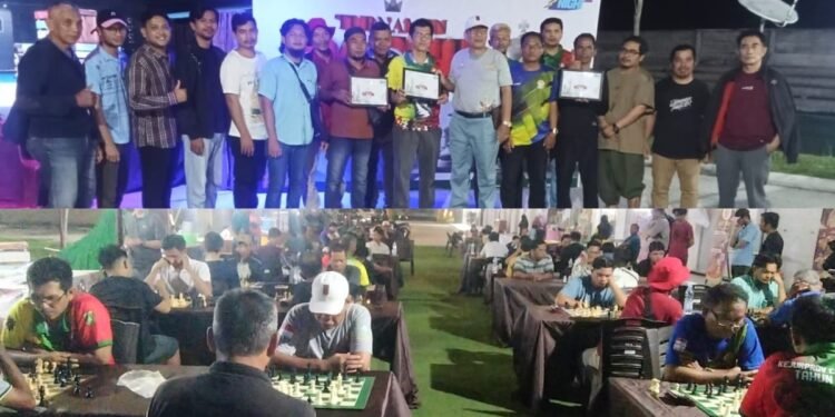 PC GAMKI Dumai dan KDC Gelar Turnamen Catur - Utusan Bangsa Suasana Turnamen Catur yang diselenggarakan oleh DPC GAMKI Kota Dumai dan Komplek Dumai Center KDC Kolase foto menampilkan para peserta yang sedang bertanding dan sesi foto bersama para pemenang