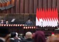Presiden Prabowo Subianto saat menyampaikan pidato kenegaraan dalam Sidang Tahunan MPR 2025 di Gedung Nusantara Kompleks Parlemen Jakarta