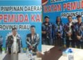 Kolase foto bersama Ketua   Kasten Harianja tengah Sekjen   Kasrul kiri dan Bendahara   Yunan Liem kanan dari DPD IPK Riau bersama Foto perwakilan pengurus DPD II IPK Dumai