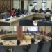 Suasana rapat dengar pendapat di ruang rapat Cempaka Gedung DPRD Dumai antara Komisi II DPP LRMP Dumai pedagang kokang dan instansi terkait Rapat yang seharusnya menjadi agenda penandatanganan kesepakatan ini terpaksa ditunda