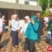 Ketua TP PKK Kota Palembang Hj Dewi Sastrani SAg berbaju biru saat menghadiri kegiatan bakti sosial penanganan stunting yang diinisiasi oleh Charitas Group di Kantor Camat Sukarame Palembang Rabu 2782025