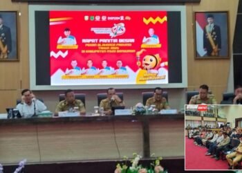 Suasana rapat Panitia Besar (PB) Pekan Olahraga Provinsi (PORPROV) XV Sumatera Selatan yang membahas kesiapan Kabupaten Musi Banyuasin (Muba) sebagai tuan rumah, Selasa (15/9/2025).