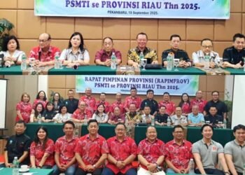 Suasana Musyawarah Pimpinan Provinsi (Muspimprov) Paguyuban Sosial Marga Tionghoa Indonesia (PSMTI) Riau di Hotel Angkasa Garden, Pekanbaru, Jumat (19/9/2025).