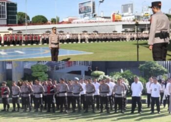 Wakapolda Sumsel, Brigjen Pol. M. Zulkarnain, memimpin apel siaga pengamanan di hadapan personel Polda Sumsel di lapangan Markas Polda Sumsel.